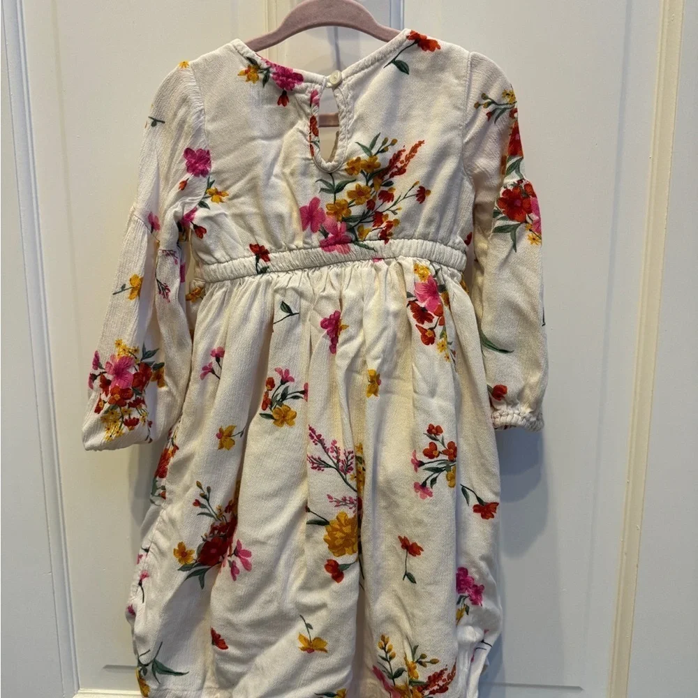 Old Navy 2T Girls White Multicolor Floral Long Sleeve Dress